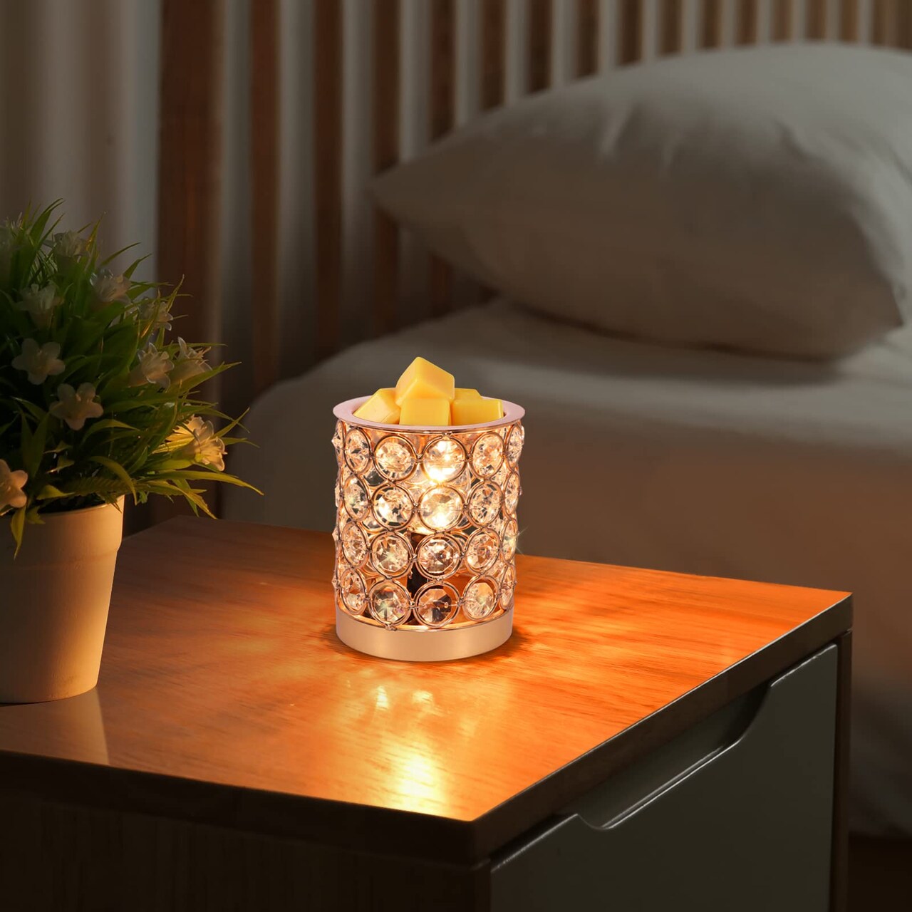 Crystal Wax Melt Warmer,Candle Wax Warmer for Scented Wax,2 in 1 Wax Melts Fragrance Warmer Wax Cubes Melter as Gifts for Moms Grandma Women Girls